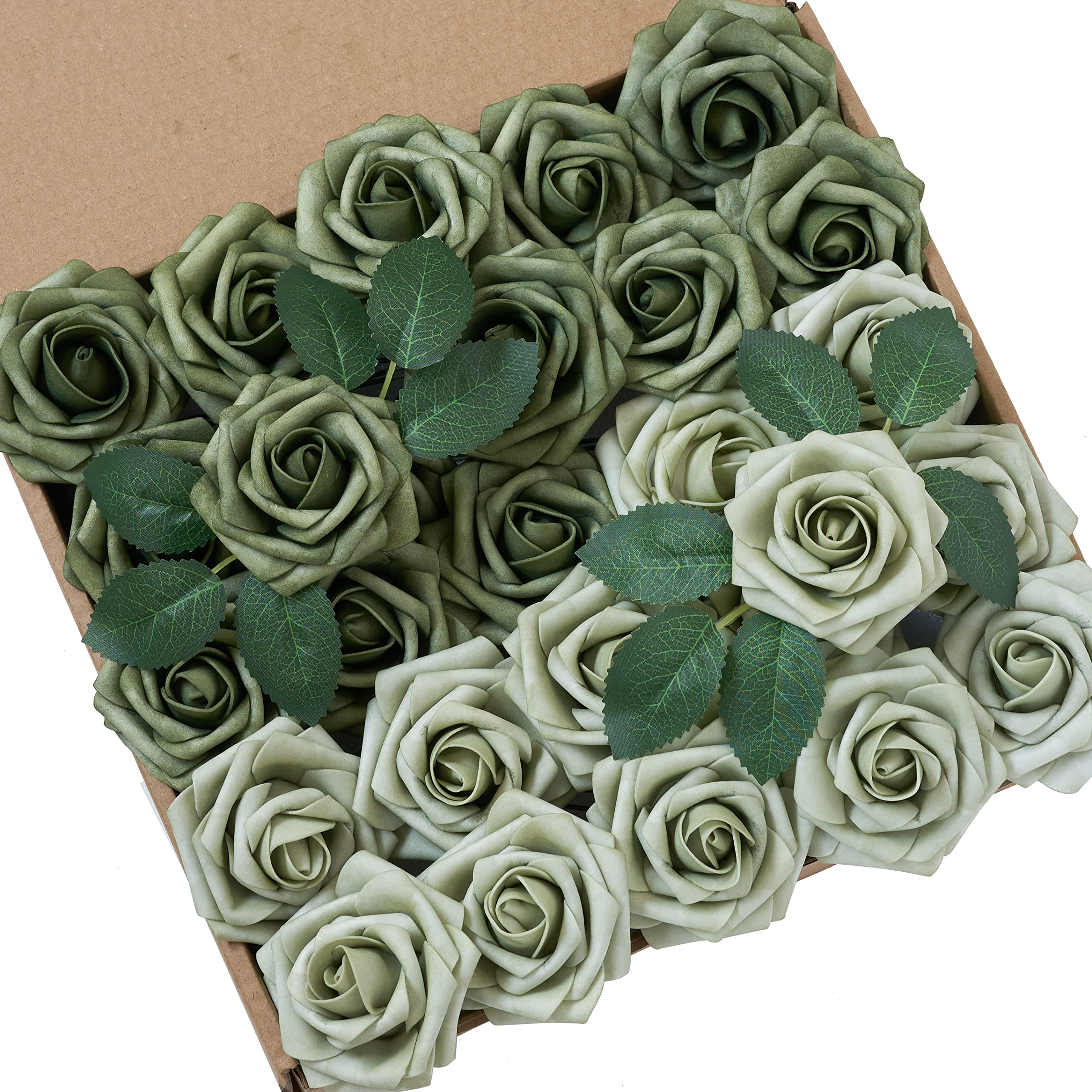 Artificial Flowers, 25pcs Realistic Artificial Rose DIY 