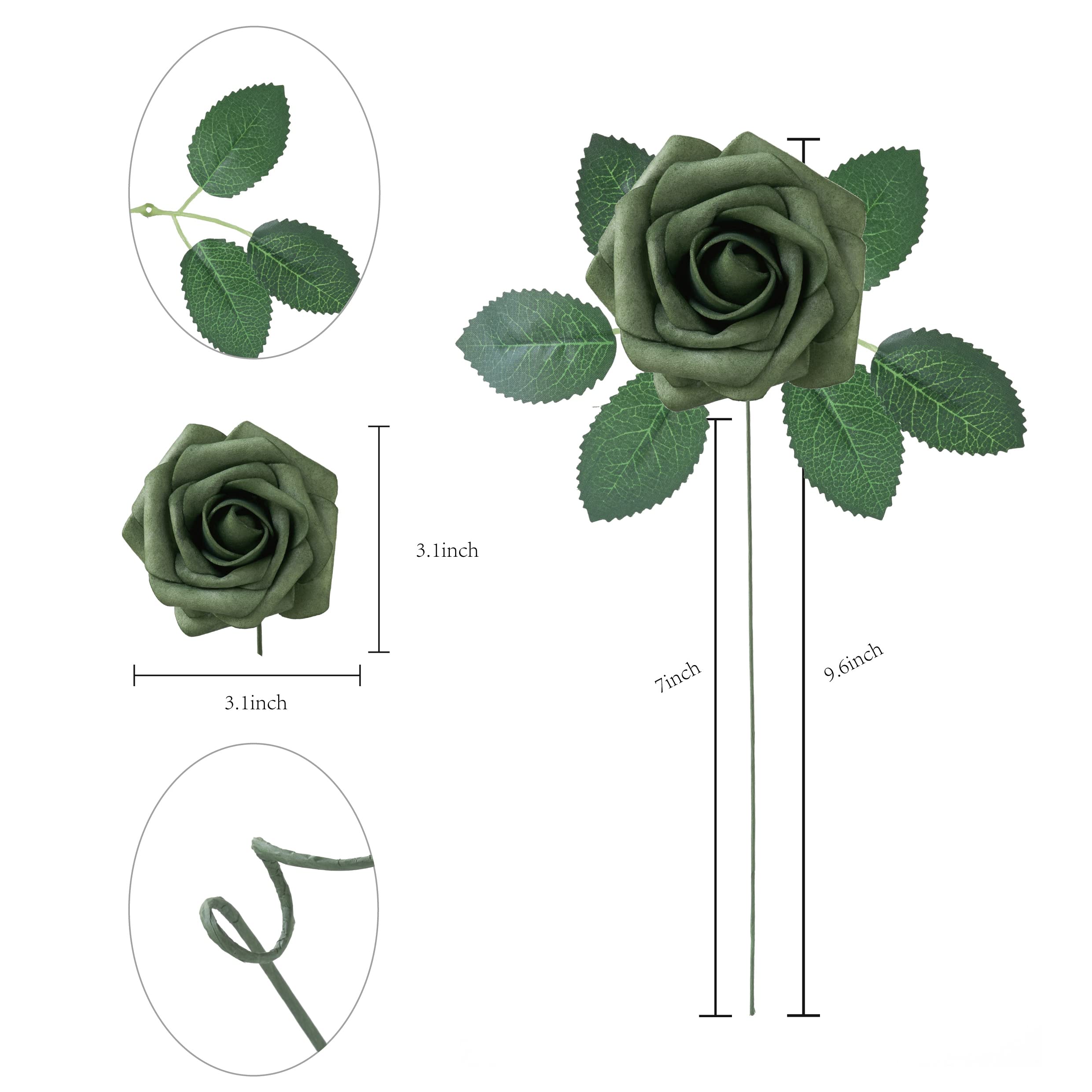 Artificial Flowers, 25pcs Realistic Artificial Rose DIY 
