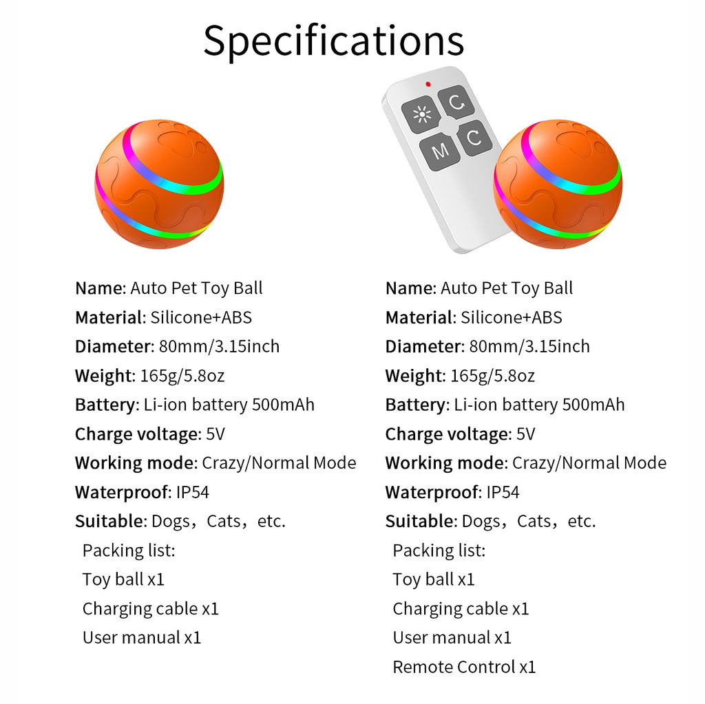 Smart Flash Rotating Jumping Rolling Pet Toy Ball