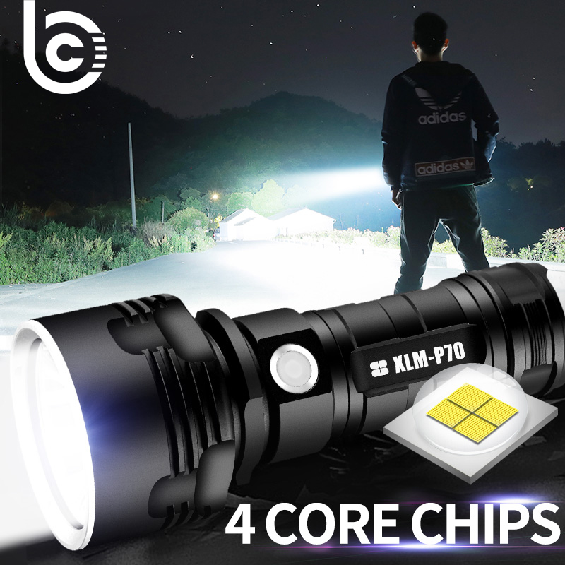LED Flashlight High Lumens XLM-P70 Most Powerful USB No Battery Rechargeable Waterproof Ultra Bright Lantern Camping Hand Lamp