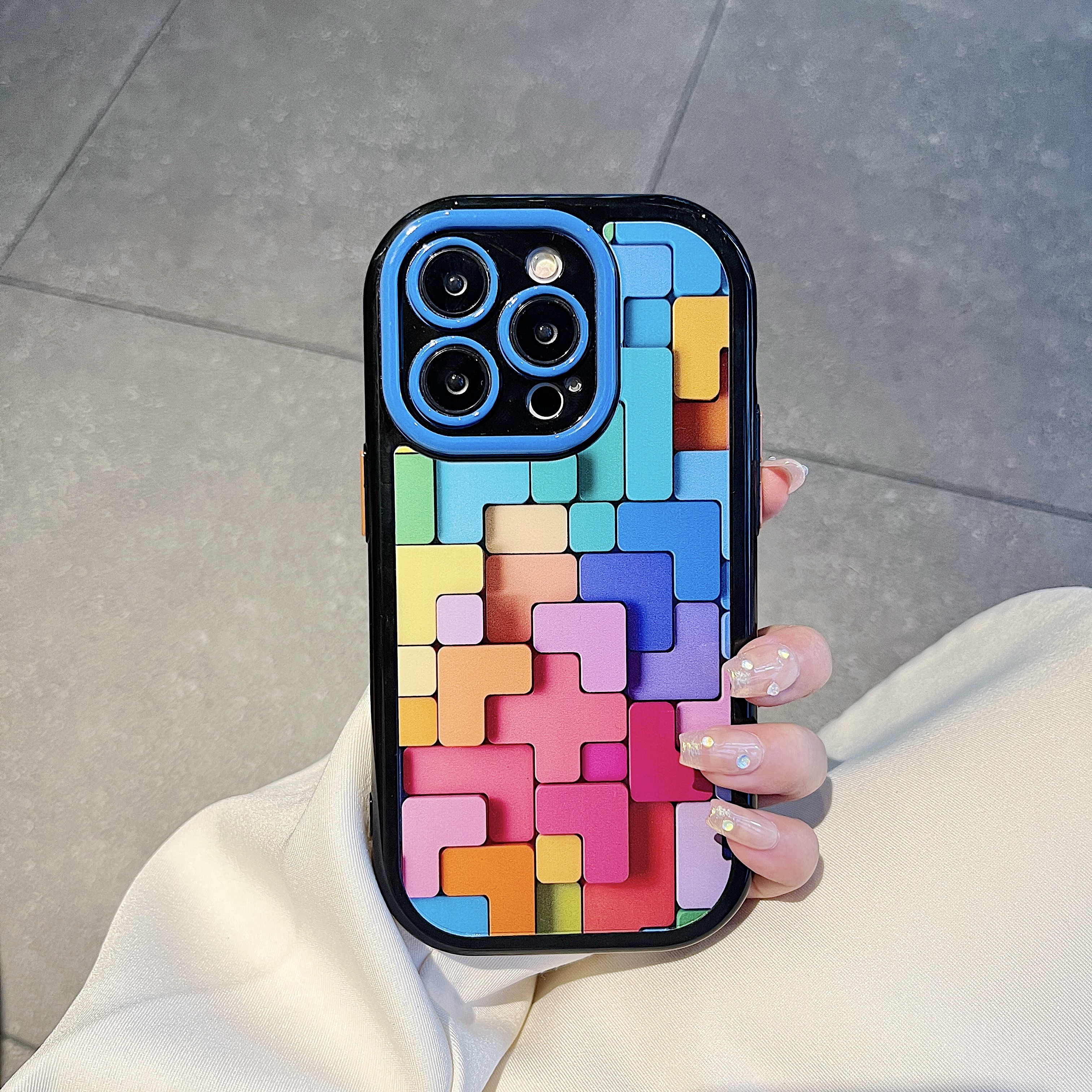 3D Flat Square Pattern Case Cover For iPhone