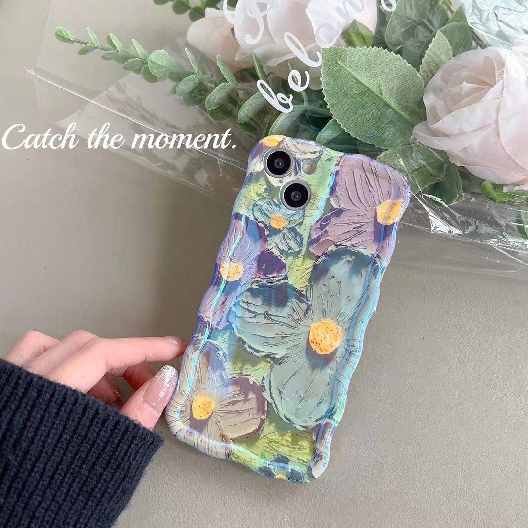 🔥New listing🔥 iPhone blue retro oil painting floral phone case