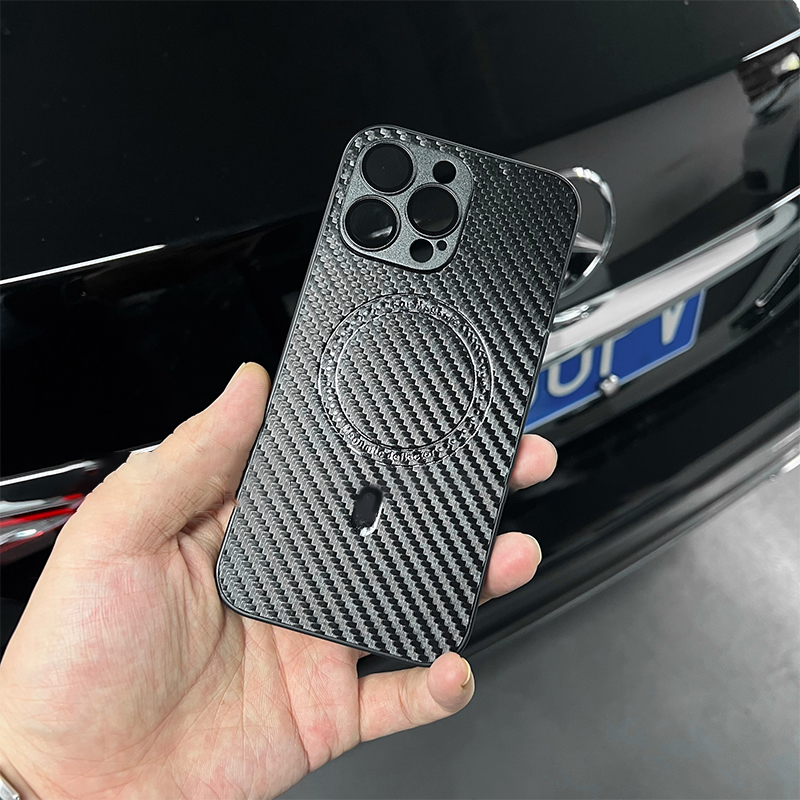 Magnetic Attraction Carbon Fiber Relief Case Cover For iPhone