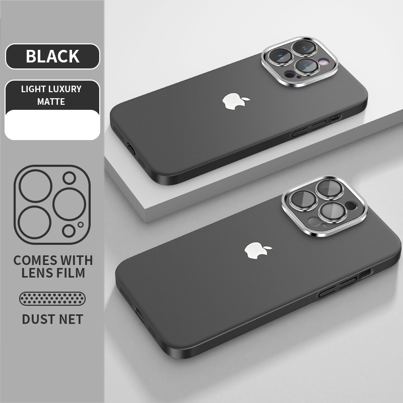 Ultra-thin Matte Metal Lens Frame Case Cover For iPhone