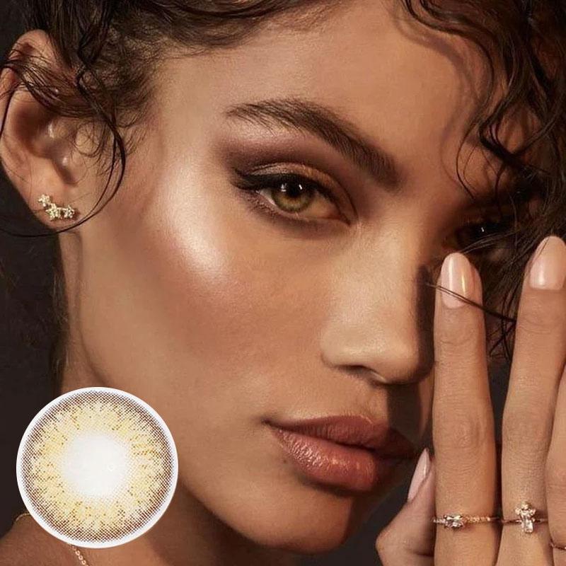 Cotton Eye Brown Prescription (12 Month) Contact Lenses - StunningLens