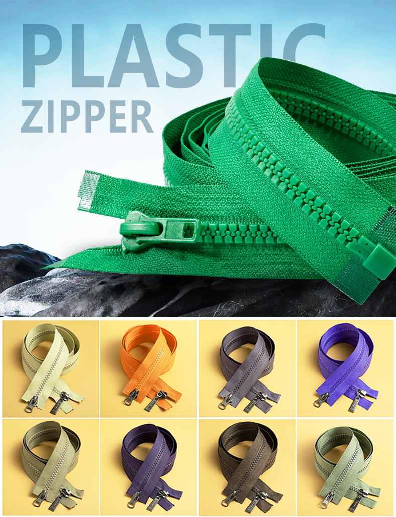 various colors of plastic zippers