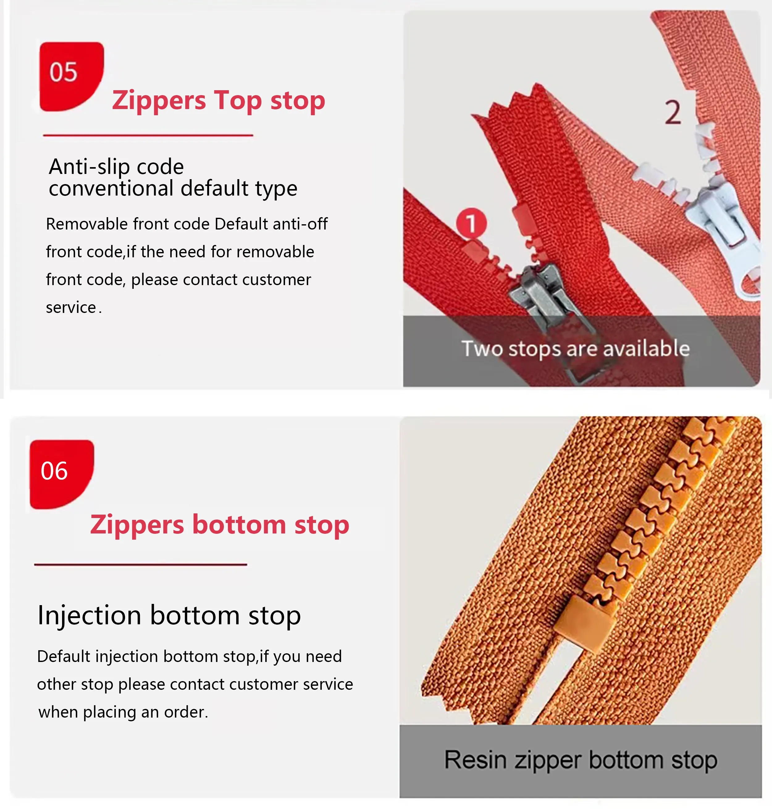 plastic zipper details