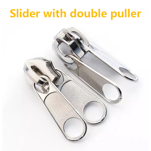 Factory Wholesale Nylon Zipper Non Lock Zipper Slider with Double Puller For Tent Double Puller Nylon Bedding Zipper Slider