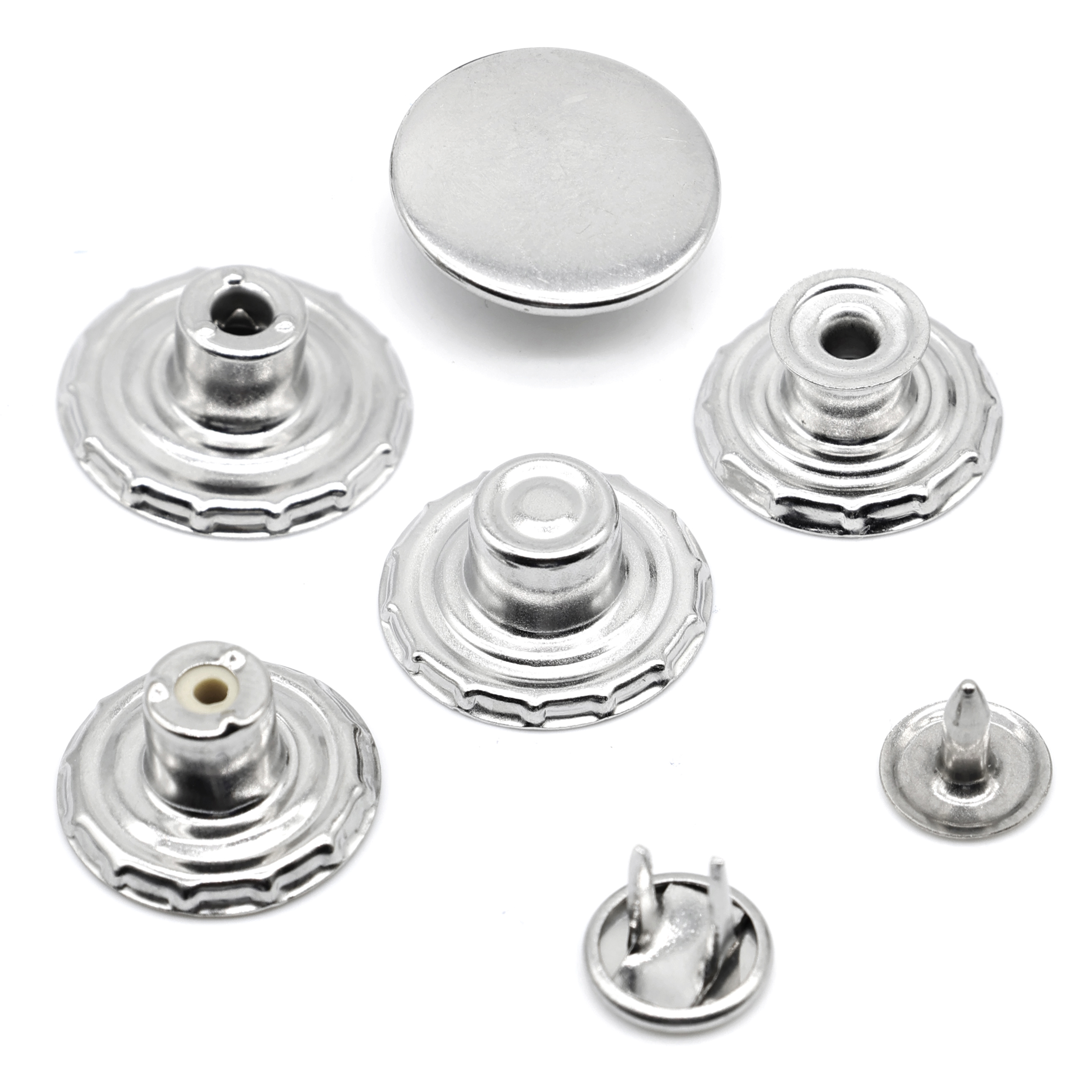 Professional Button Factory Four Types Of Jeans Button Underparts For Jacket Denim Custom Logo Stainless Steel Metal Button