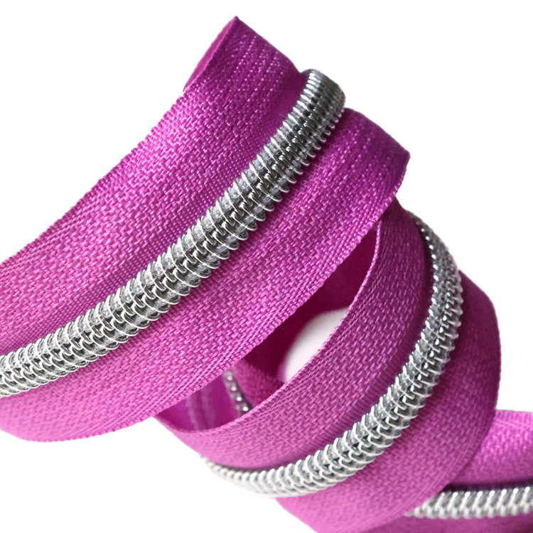 Nylon 5# Electroplate Colorful Teeth Zipper in Roll Long Chain Zipper-QLQ Zipper