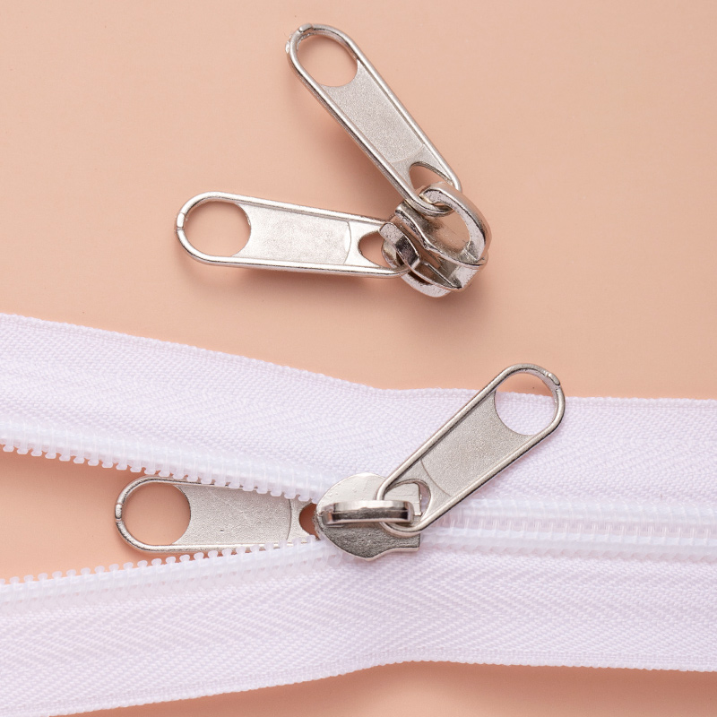 White Nylon Sewing Zipper with Double Puller Non-lock Zipper Slider -QLQ Zipper