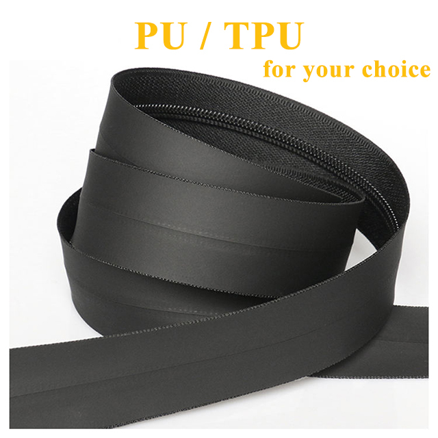 Free Sample PU Waterproof Long Chain Zipper Meter Roll -QLQ Zipper