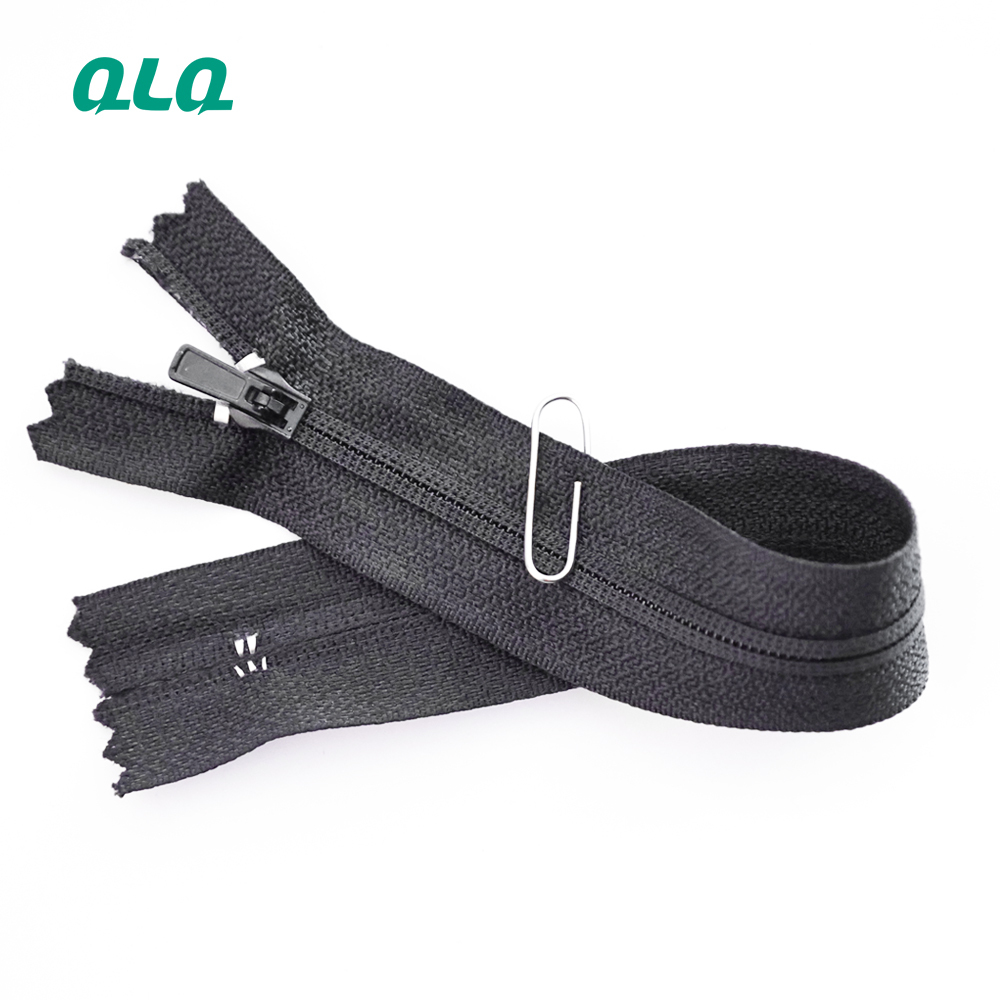 Close-End Black Nylon zipper Double Bone for Trousers Suit Pants-QLQ Zipper