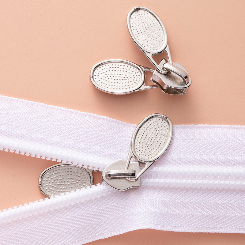 White Nylon Sewing Zipper with Double Puller Non-lock Zipper Slider -QLQ Zipper