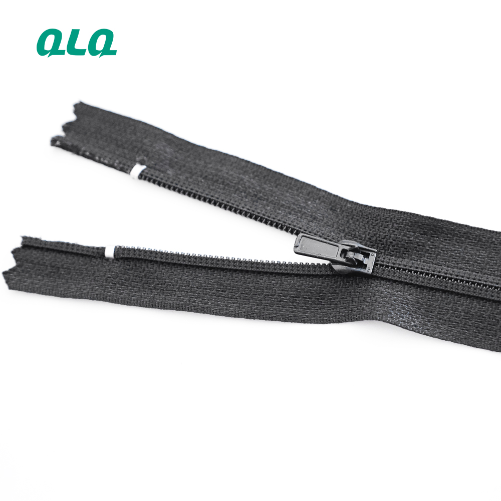 Close-End Black Nylon zipper Double Bone for Trousers Suit Pants-QLQ Zipper