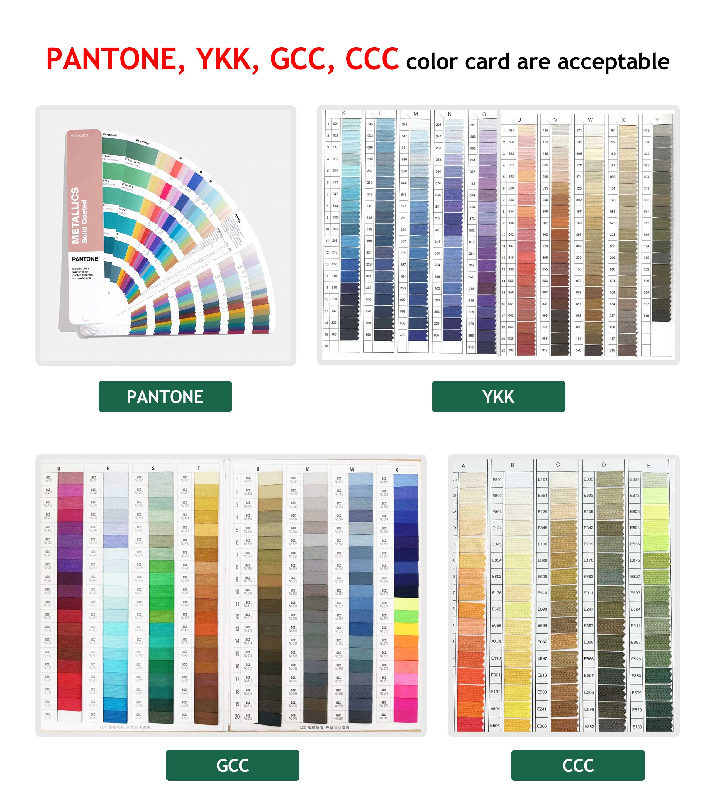 pantone ykk GCC ccc color card
