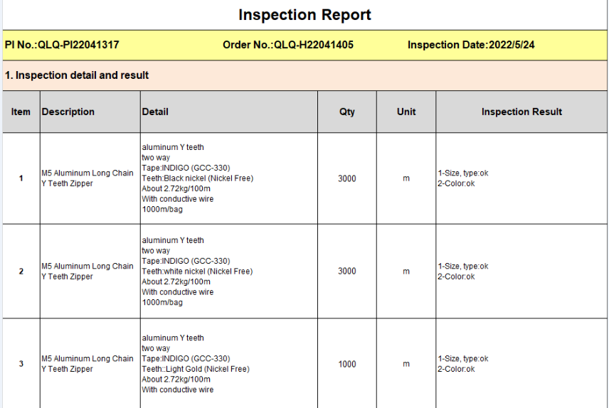 inspection report