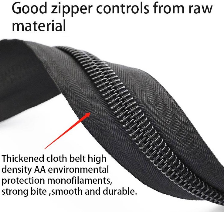 black nylon long chain zipper