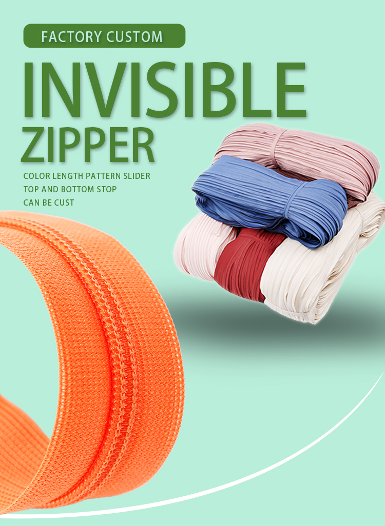 invisible long chain zipper