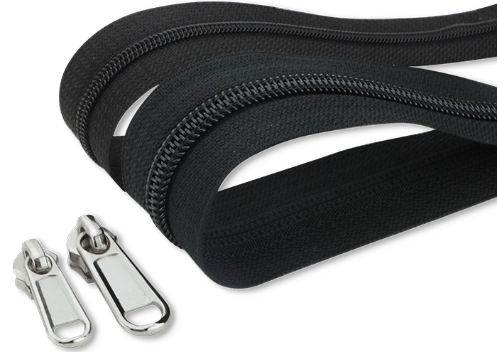 black nylon long chain zipper