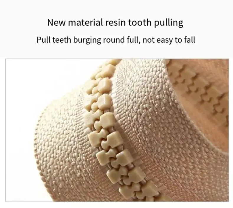 khaki plastic zipper