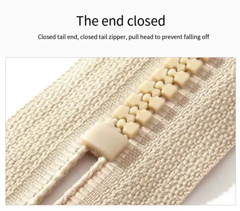 khaki finished closed-end zipper