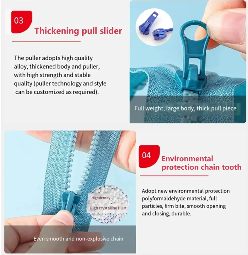 plastic zipper details