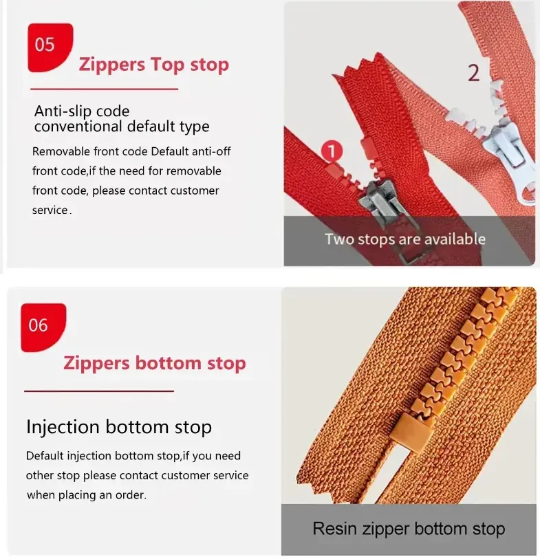 plastic zipper details