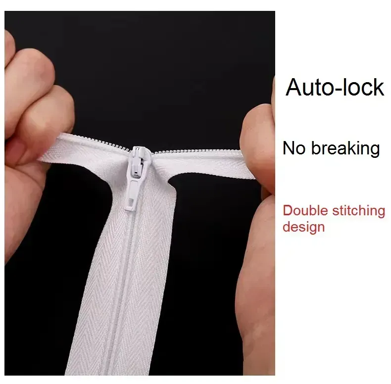 white auto-lock zipper