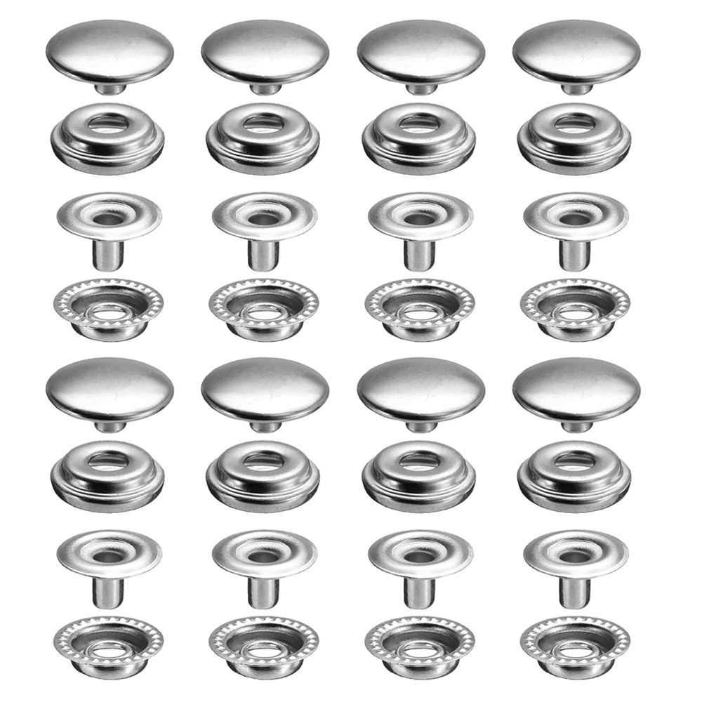 Supply 201# 203# ring snap button wholesale 4 parts metal stainless steel and brass fastener button with custom LOGO For Clothes
