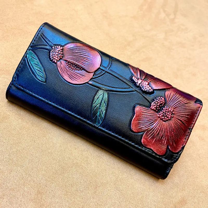 Najnowsze - Długi portfel ze skóry cielęcej