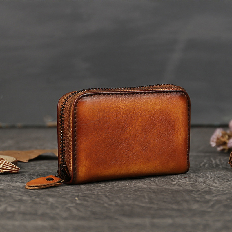 NOWOŚĆ - Etui na karty-portfel ze skóry cielęcej w stylu vintage