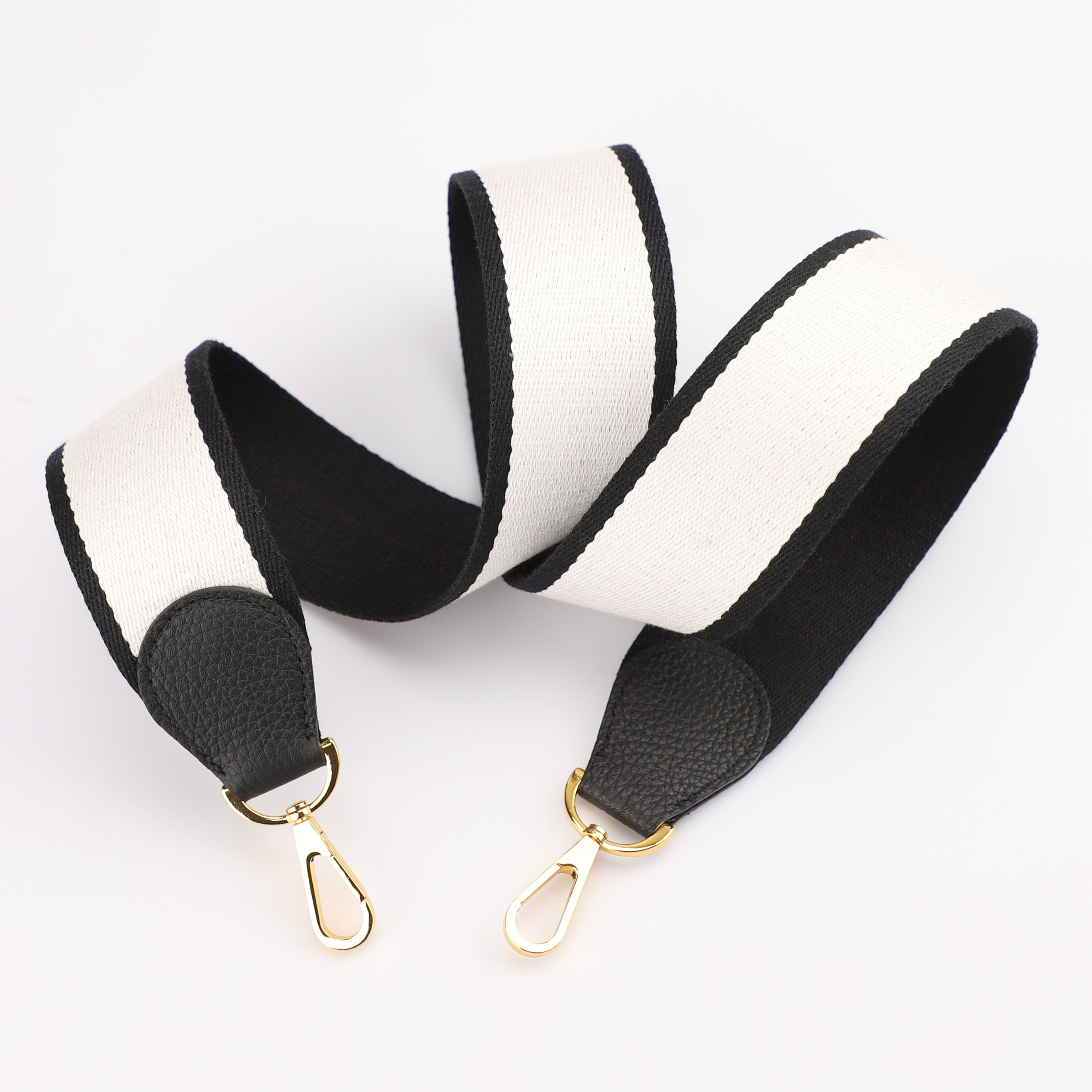Handamde The 2" wide Black/White canvas and togo leather shoulder strap for brand bag,guita strap,crossbody strap