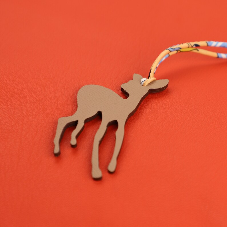 Epsom Leather and togo leather Fawn Bag Charm Key Holder,bag charm