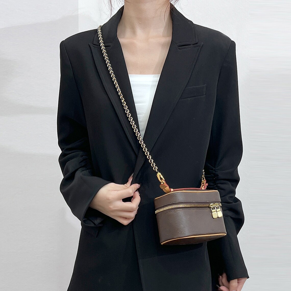 New design Leather and chain shoulder strap for the nice nano,Crossbody strap for the nice nano handbag