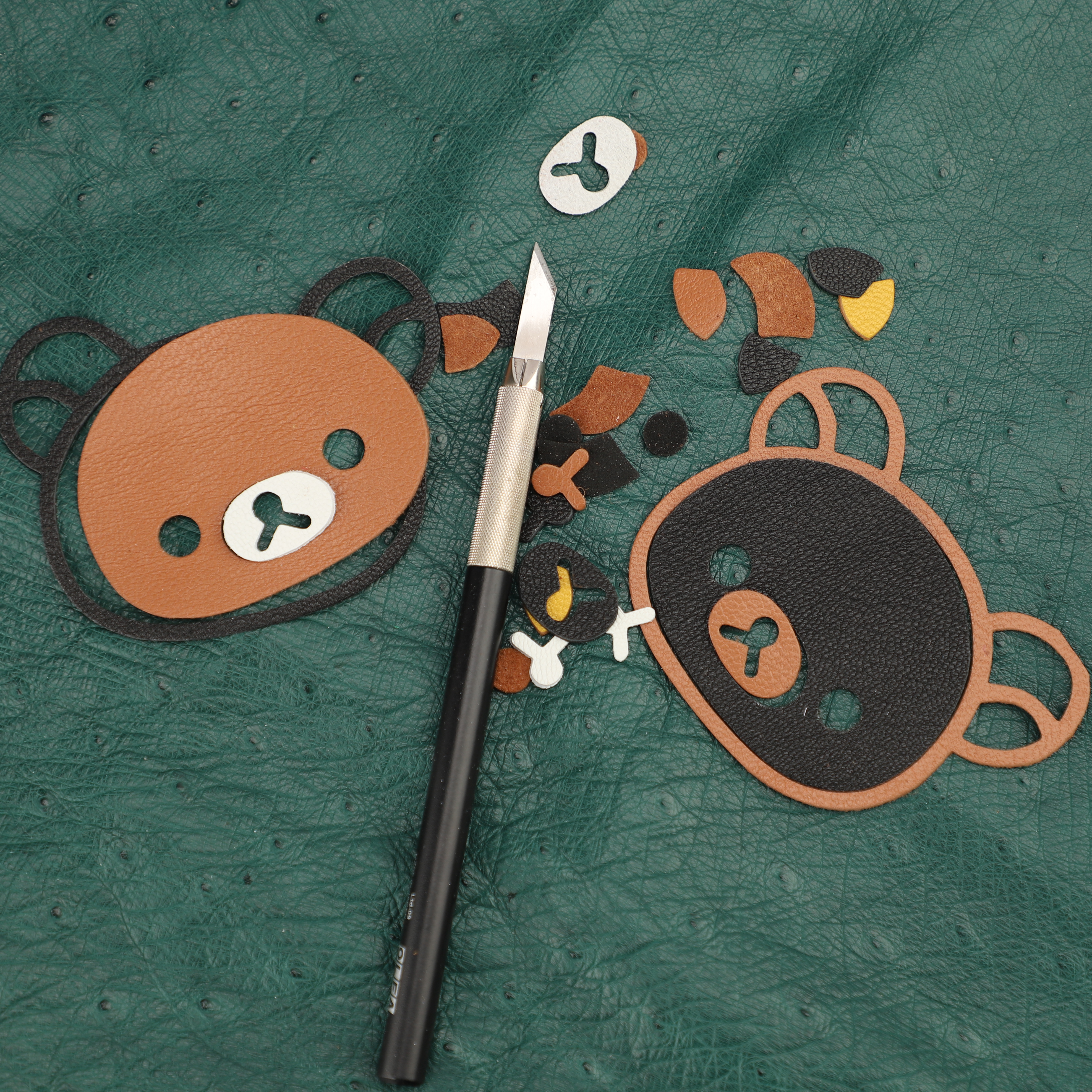 Handmade Chevre Gyzore Goatskin Bear Head Bag Charm,Bear Head charm