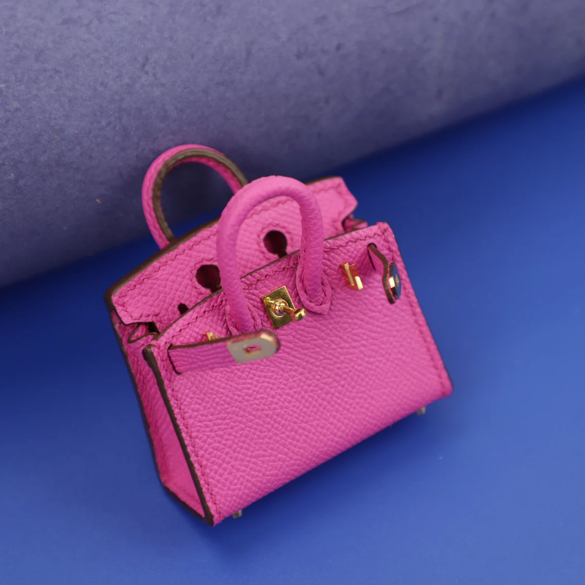 Handmade Carie Epsom leather Micro Birkin bag charm | handmade mini Birkin charm | Handmade mini bag charm | Hand stitching birkin charm