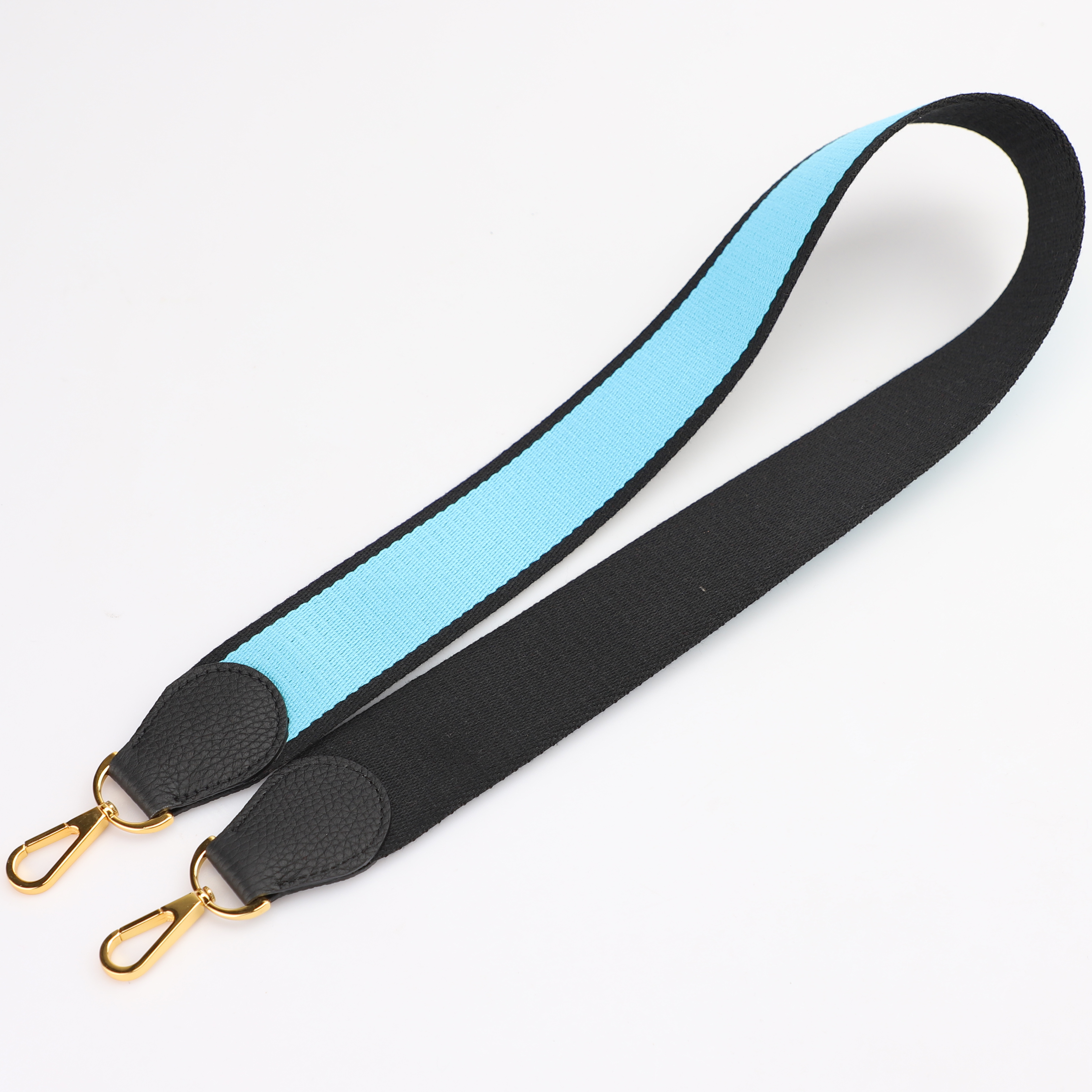 Handamde The 2" wide Black/Blue Aztec canvas and togo leather shoulder strap for brand bag,guita strap,crossbody strap