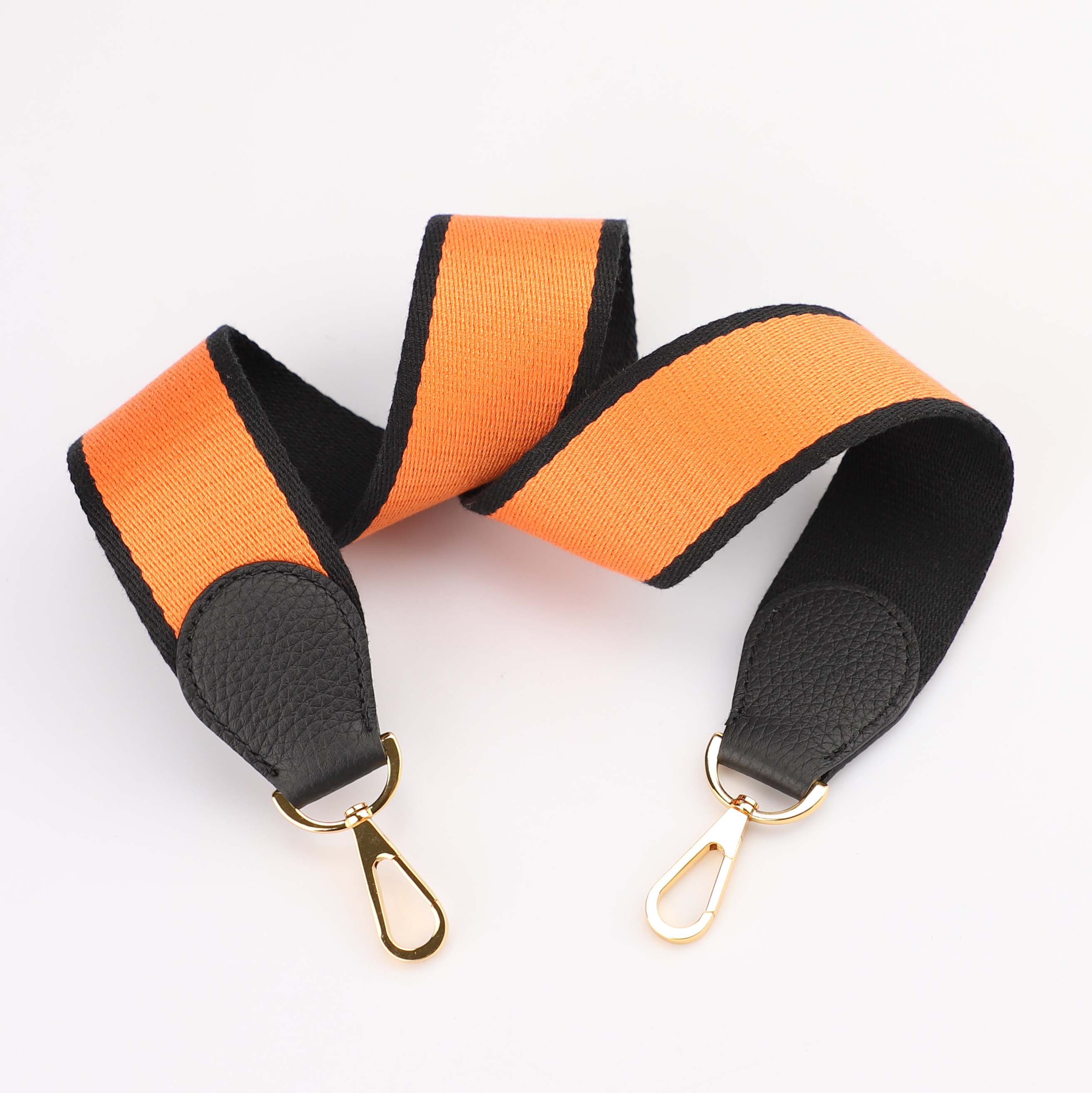 Handamde The 2" wide Black/Orange canvas and togo leather shoulder strap for brand bag,guita strap,crossbody strap