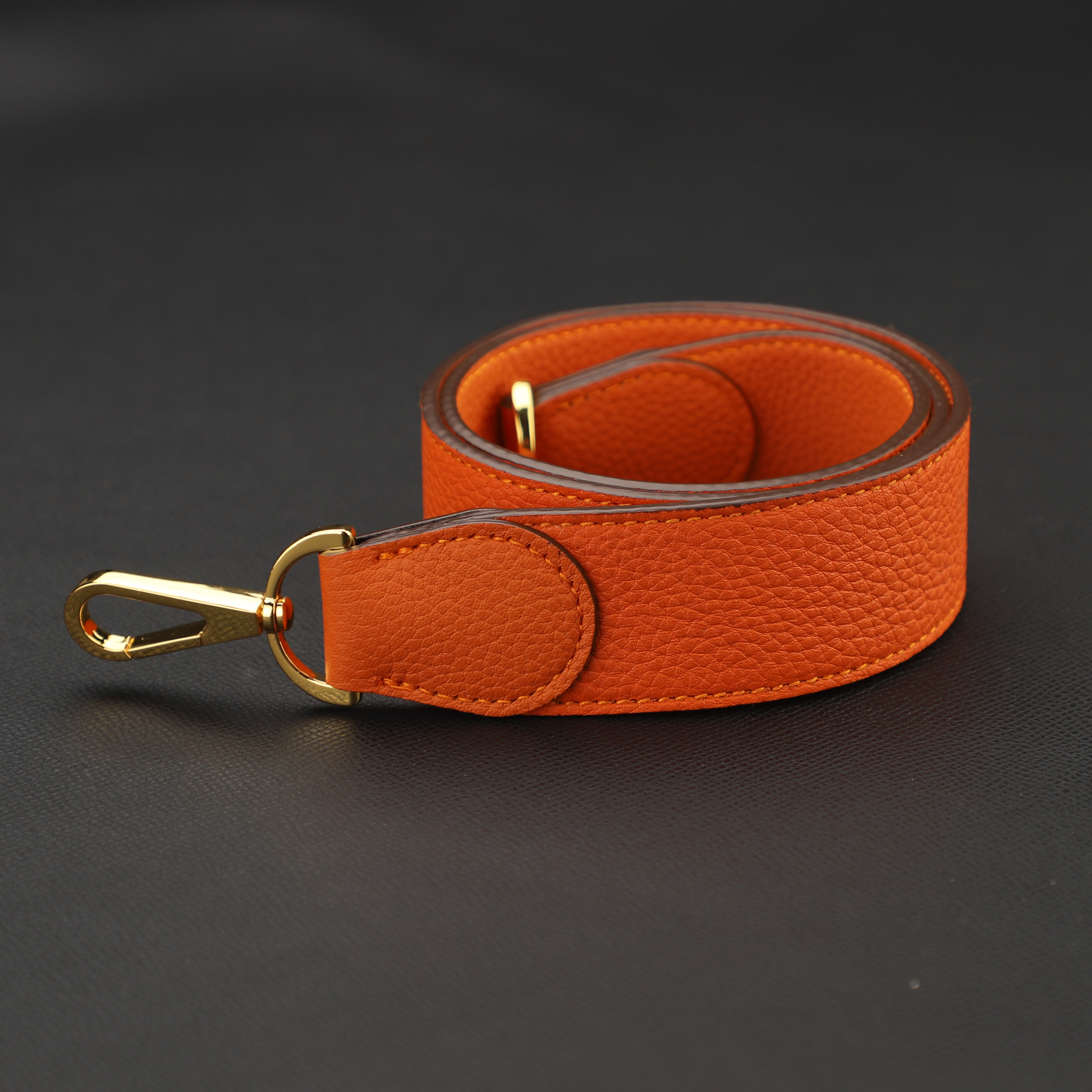 The Original Togo leather Orange Extended single shoulder strap For Kelly Roulis bag,crossbody strap,Guitar strap