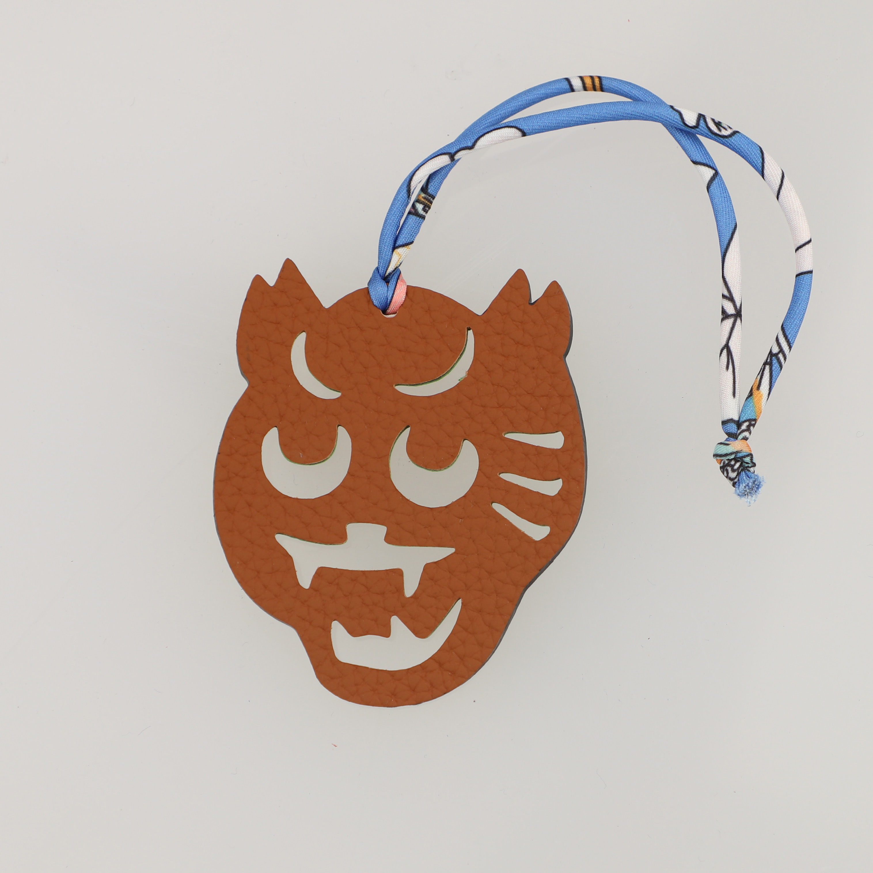 Epsom Leather and togo leather Tiger Face Bag Charm Key Holder,bag charm