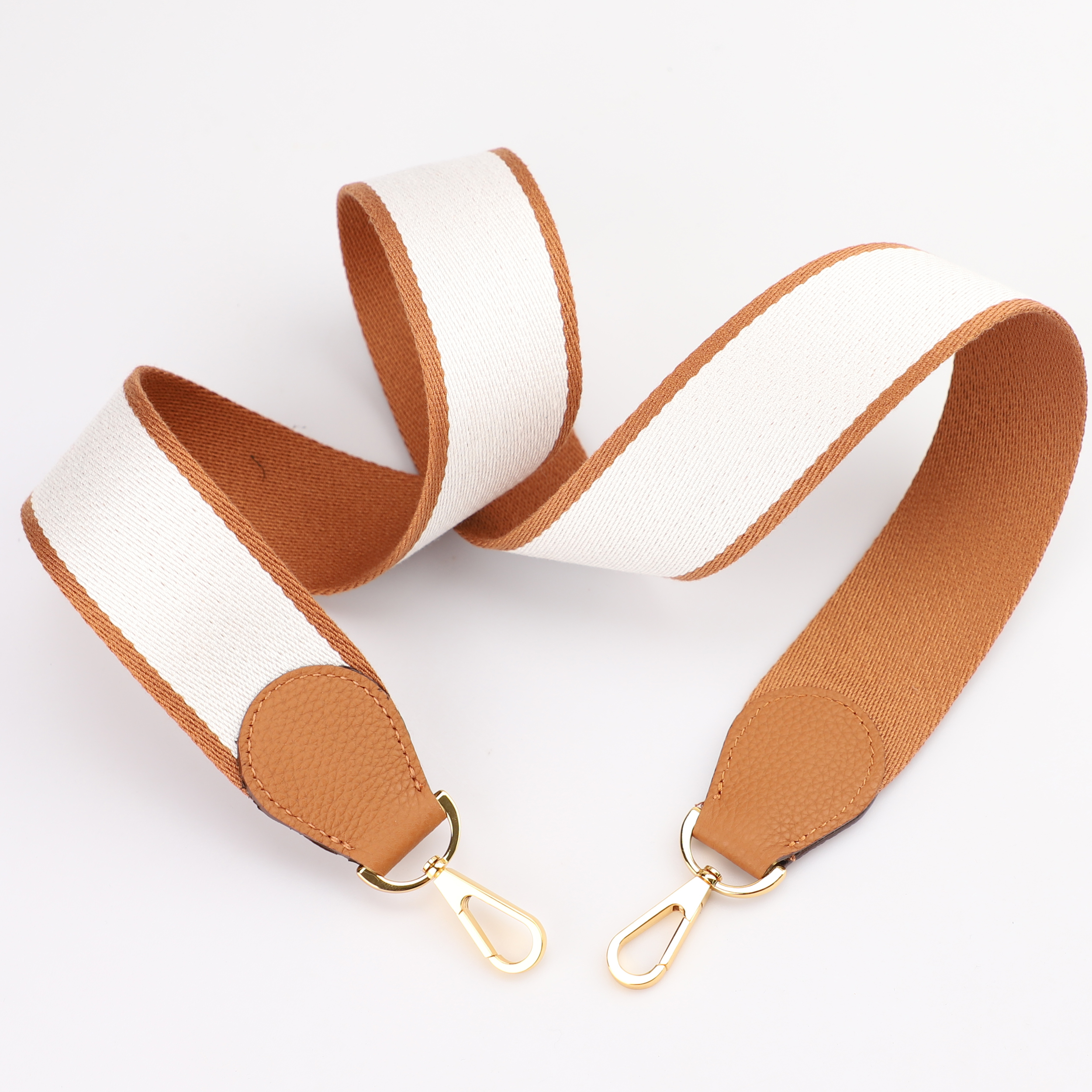 Handamde The 2" wide Gold/White canvas and togo leather shoulder strap for brand bag,guita strap,crossbody strap