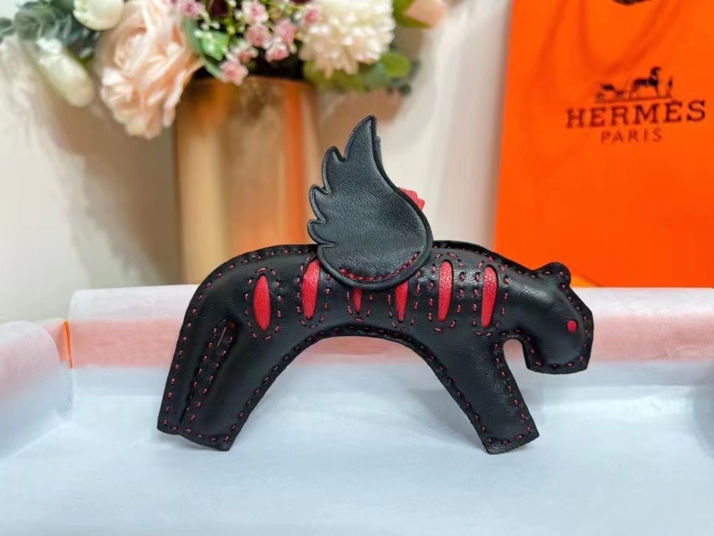 Handmade The Swift Leather Flying Tiger bag charm,Black Swift leather Flying Tiger kelly bag charm