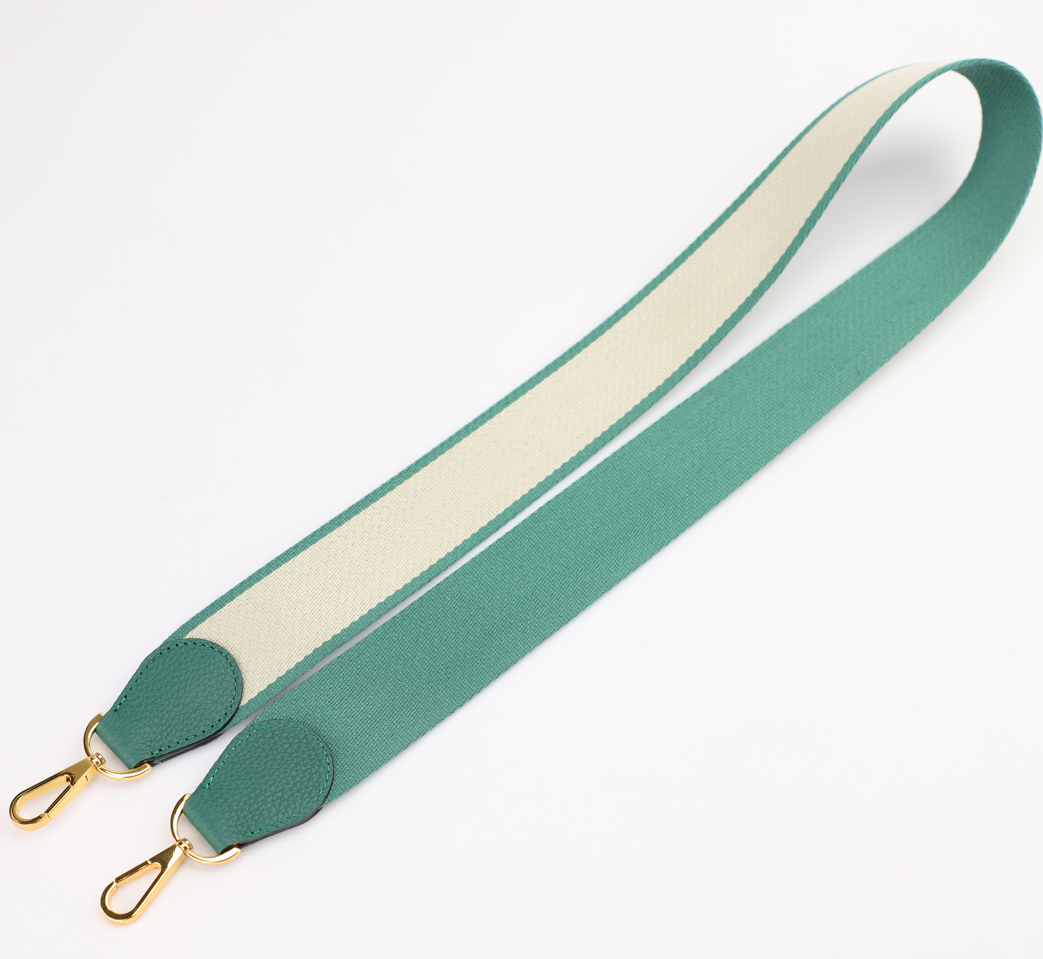 [Copy]Handamde The 2" wide Vert Bosphore/Blue Pale canvas and togo leather shoulder strap for brand bag,guita strap,crossbody strap