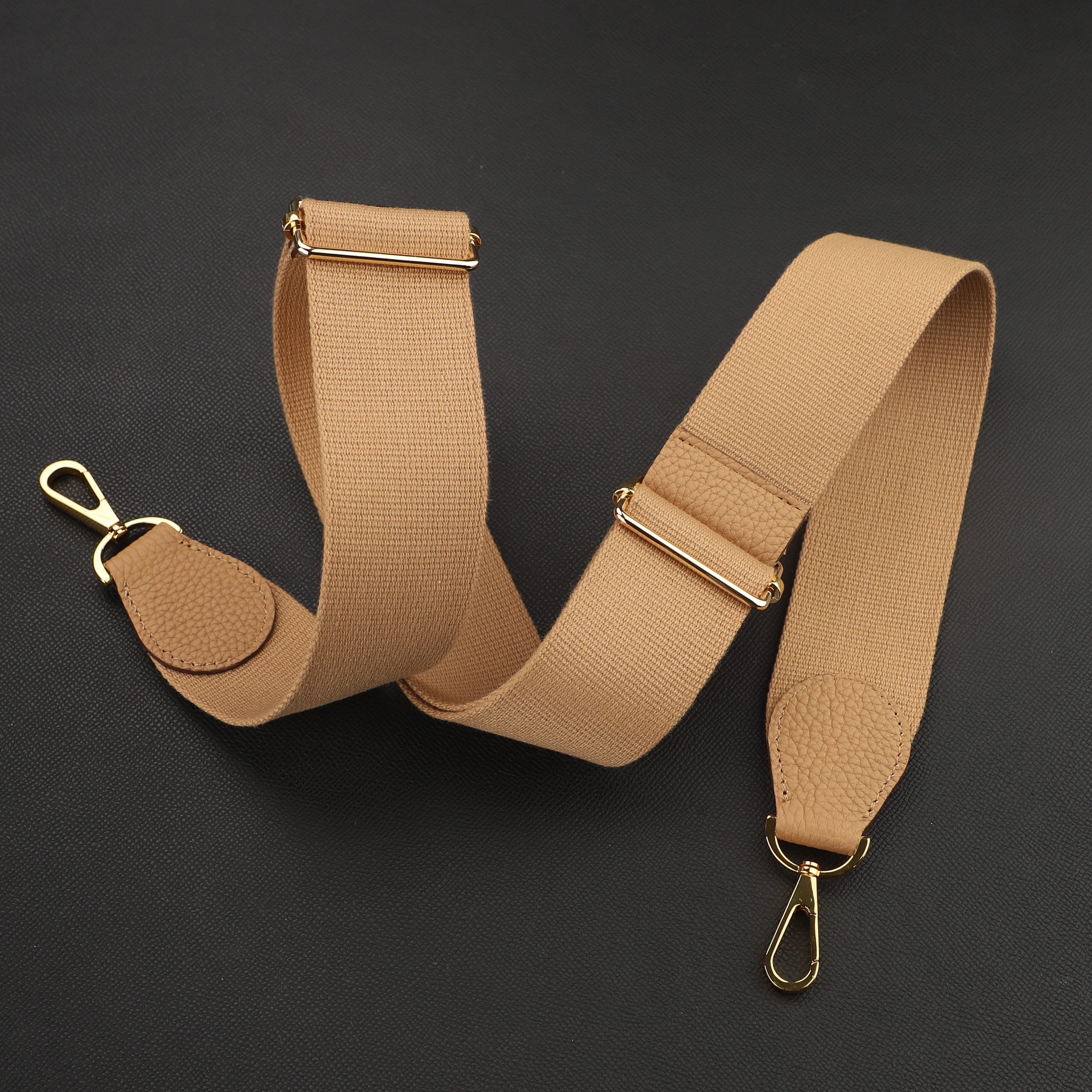 Handmade The 2“ Pure Cotton fabric and leather adjustable shoulder strap for Evelyne bag,Crossbody strap for Evelyne bag