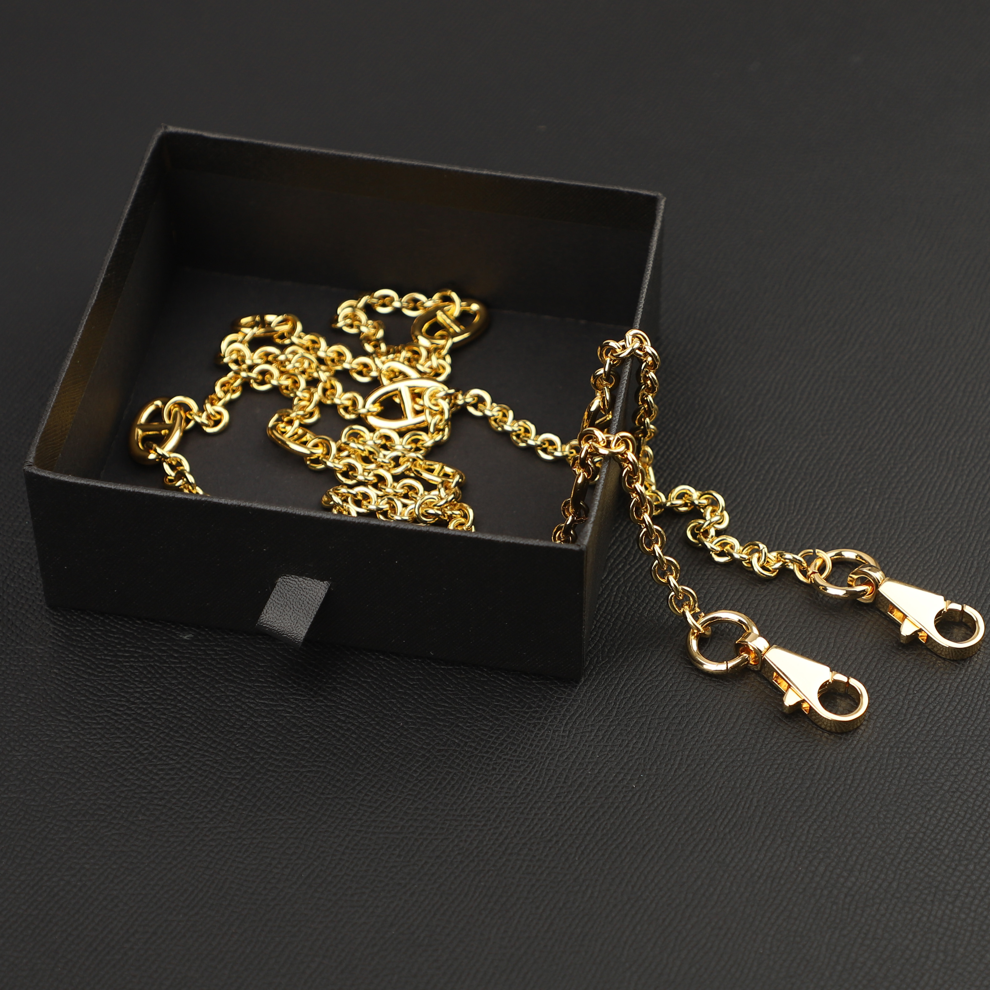 Chain Long Shoulder Strap Sterling Silver and Gold color with Kelly Clasps For Brand Bag