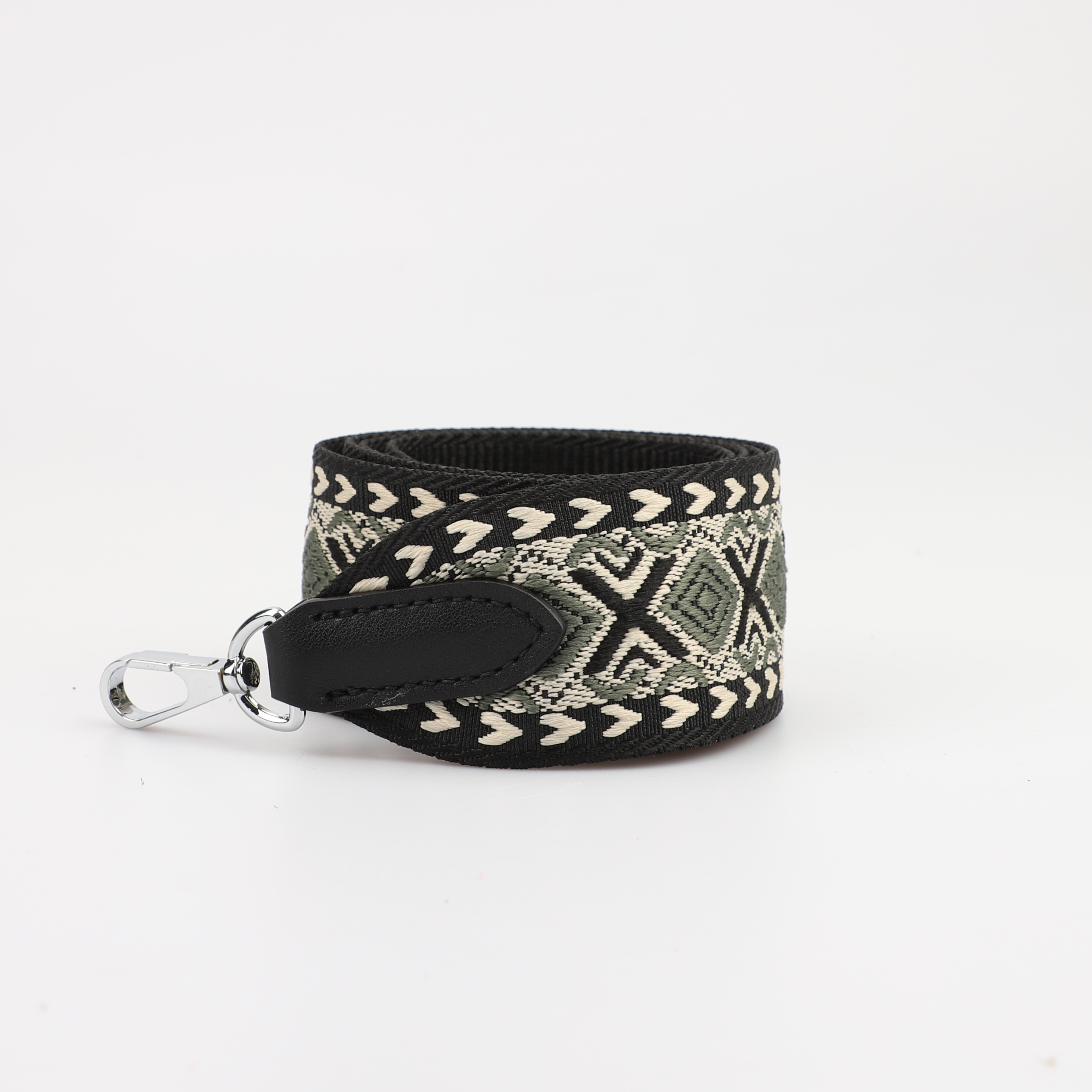 2 "Wide Olive green, White and Black jacquard webbing shoulder strap