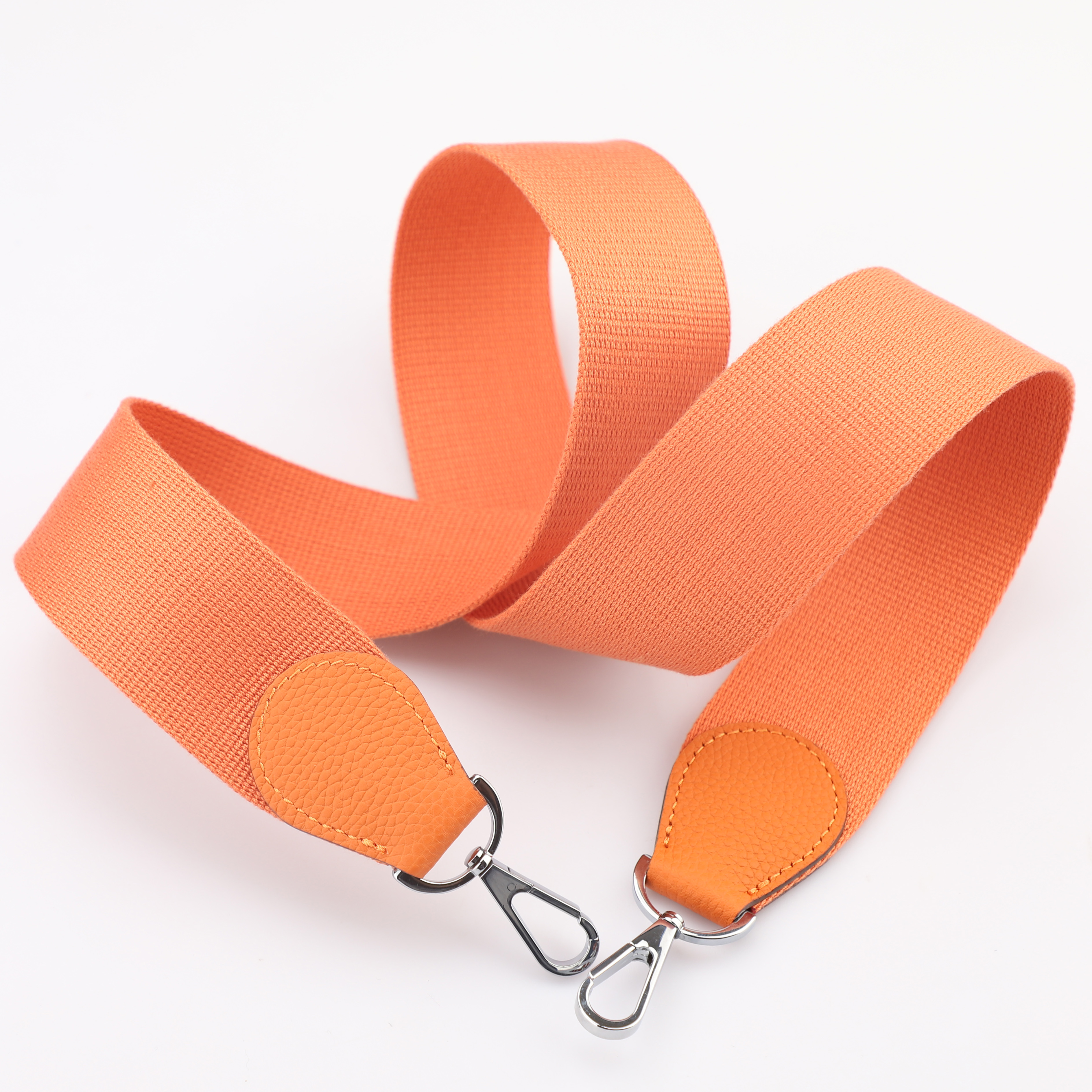 2"   Orange Canvas and Togo Leather shoulder bag strap,Crossbody bag strap,Guitar Strap for Kelly bags and Bolide bags