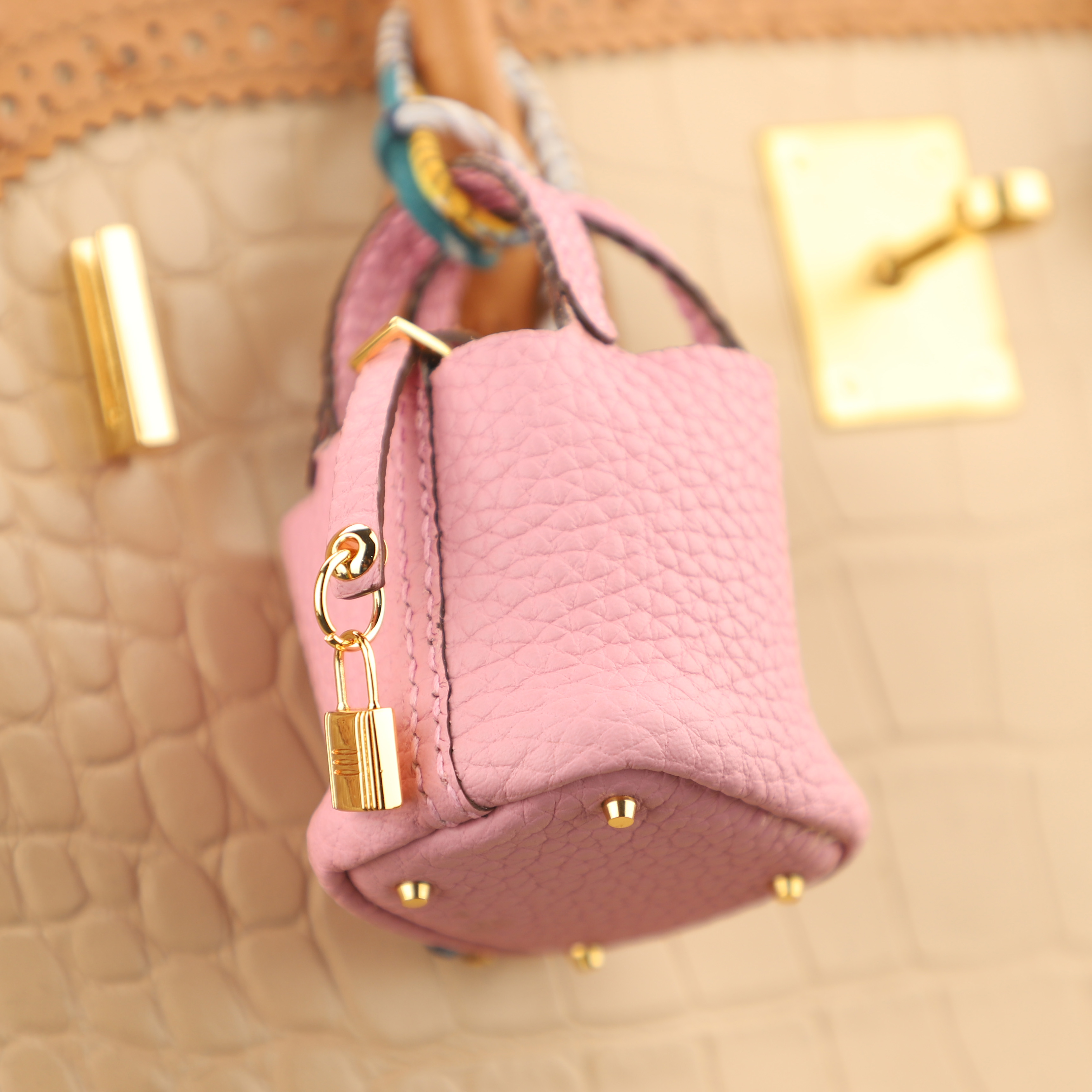 New design Togo Leather Handmade The Picotin Lock Bag Charm