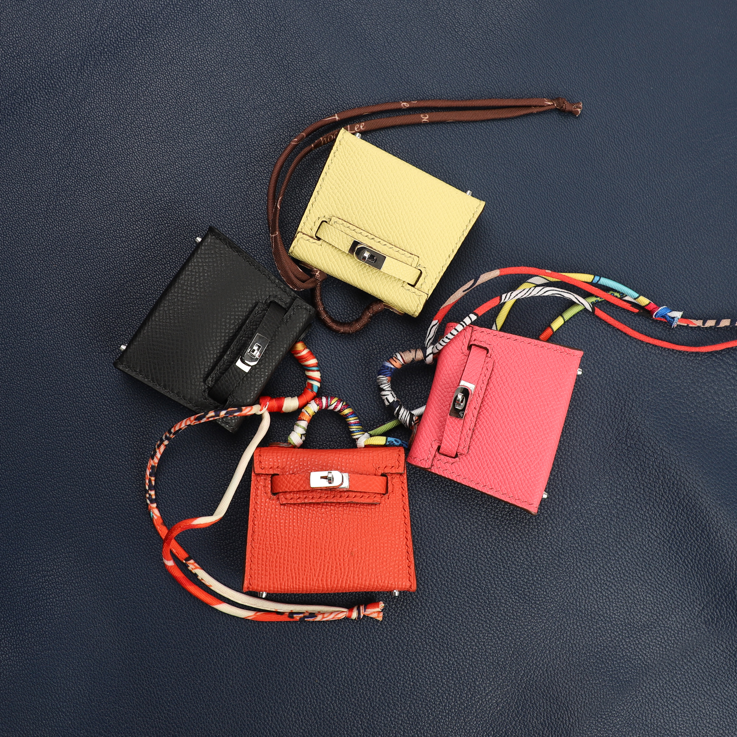 Handmade The Mini kelly bag charm,Black epsom leather micro kelly bag charm